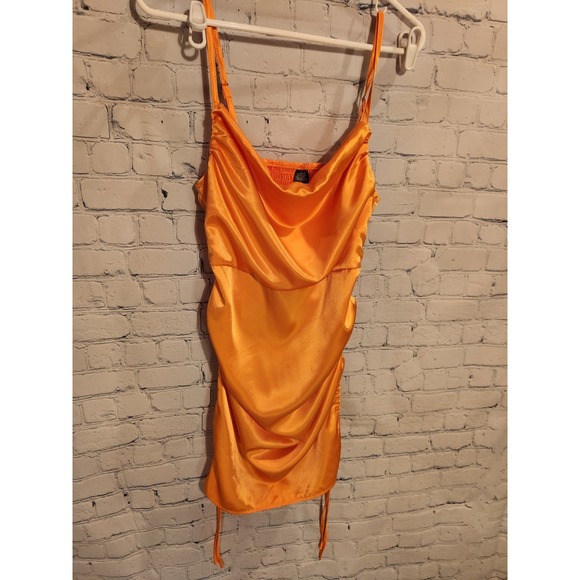 wild fable Dresses & Skirts - WILD FABLE Tangerine‎ Orange  Draped Neckline Ruched Mini Dress Medium